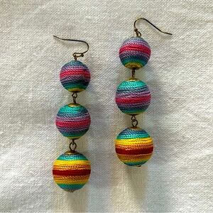 ❗️3/$15❗️ Rainbow Boho Sewn Ball Drop Dangle Earrings